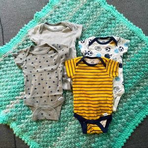 Bodysuits and footsie onesies.